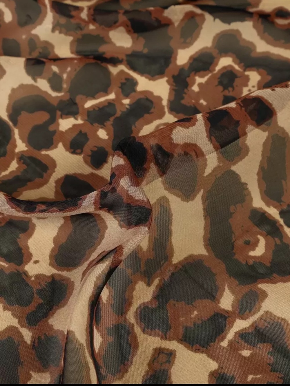 Sheer Leopard Print Scarf with Red-Black Border - Picture 3 of 7